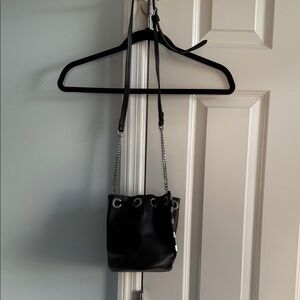 Elegant Black Leather Bucket Bag
